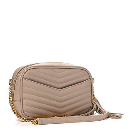 Saint Laurent Grain De Poudre Matelasse Monogram Mini Lou Camera Bag Dark Beige 2 of 4