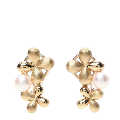 Mikimoto 18K Yellow Gold 6mm Akoya Pearl Flower Clip-On Earrings 1 of 4