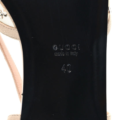 Gucci Suede Mesh Crystal GG Monogram Slingback Ballet Flats 40 Light Powder Skin Rose 7 of 9