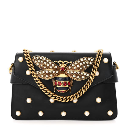 Gucci Nappa Pearl Studded Mini Queen Margaret Broadway Shoulder Bag Black 1 of 10