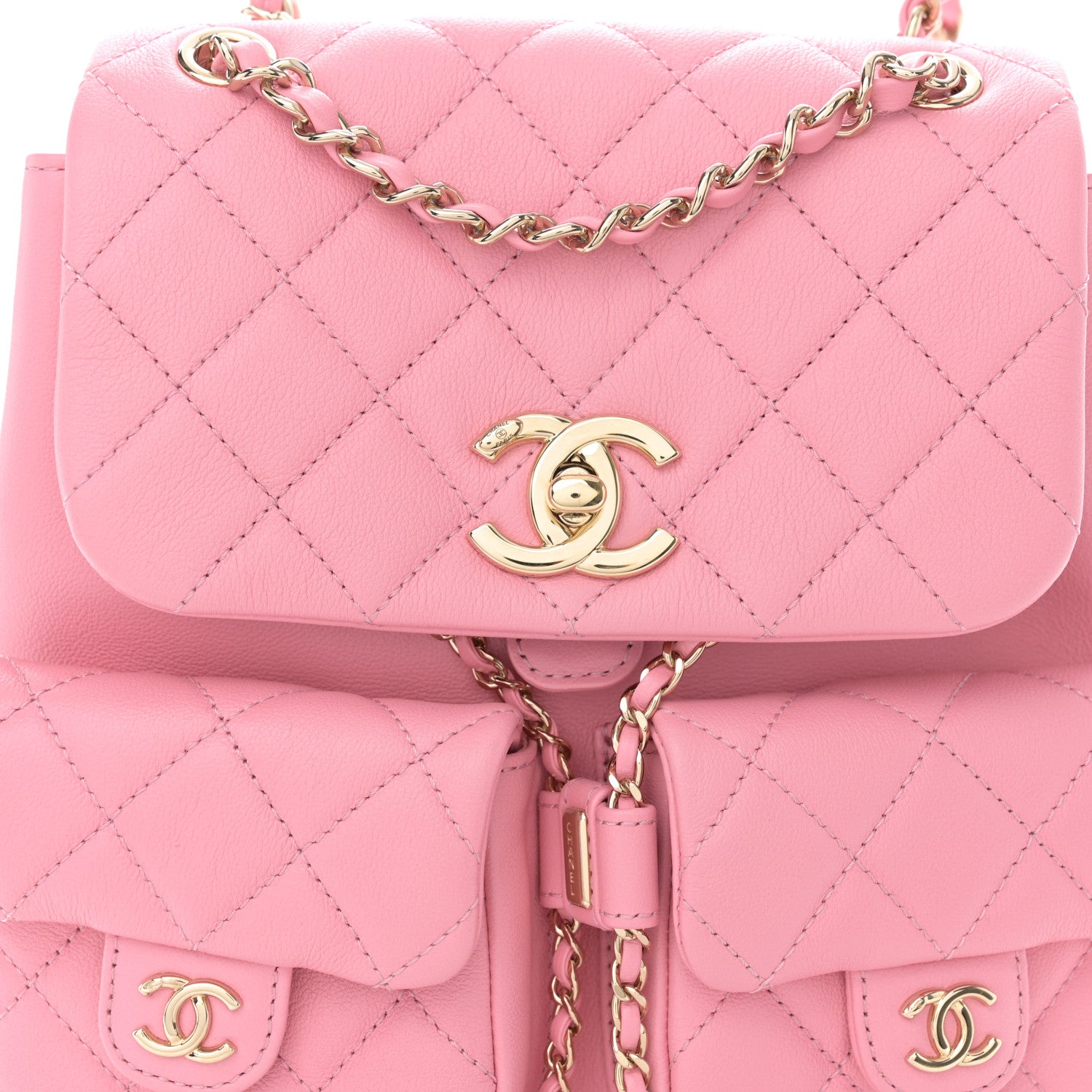 Chanel Calfskin Quilted Medium Duma Pockets Drawstring Backpack Pink 8 of 10