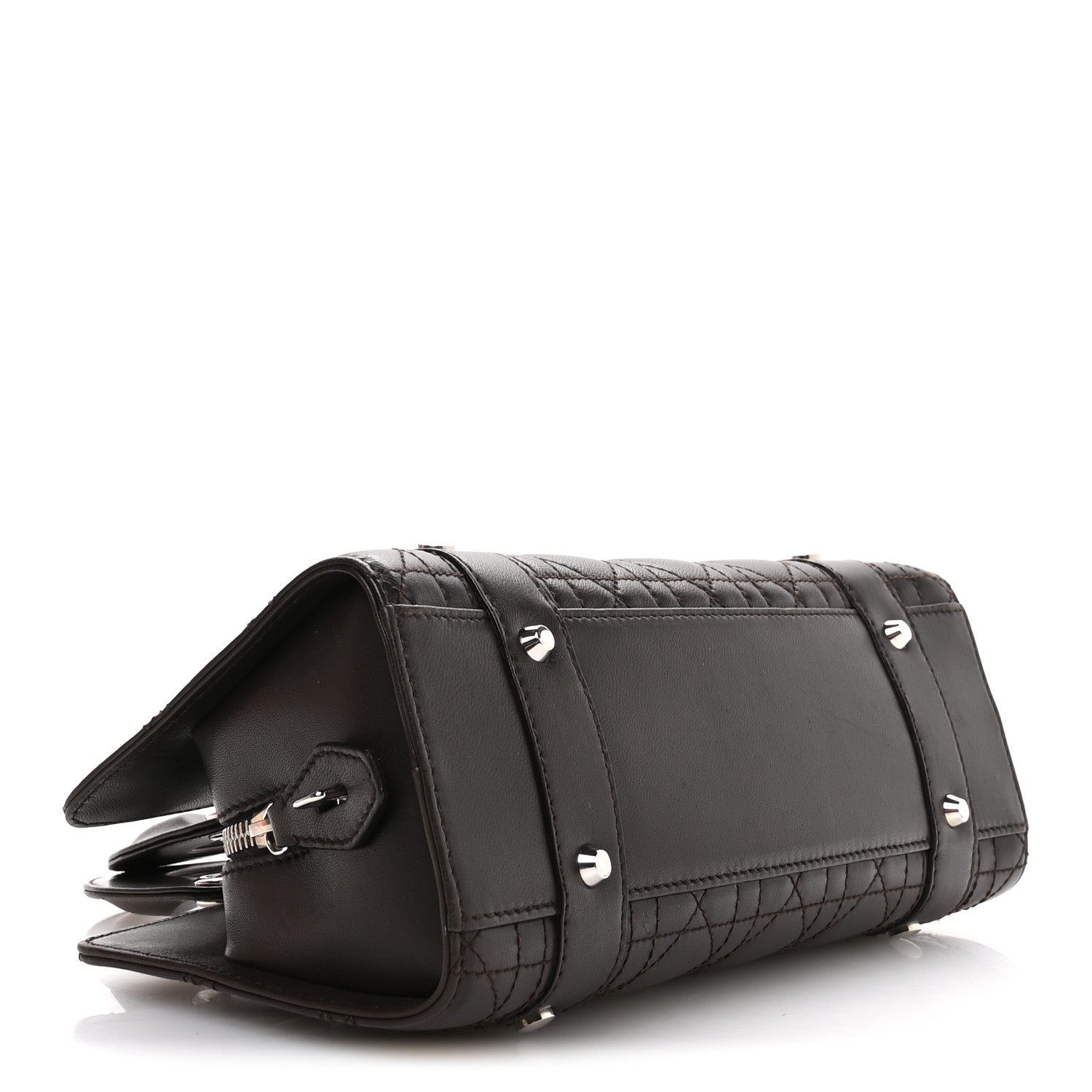 Christian Dior Lambskin Cannage Stitched Small East West Lady Dior Marron Fonce 4 of 11