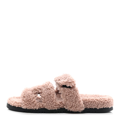 Hermes Woolskin Womens Chypre Sandals 41 Bois De Santal 1 of 7
