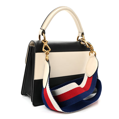 Gucci Calfskin Sylvie Web Small Queen Margaret Top Handle Bag Black White 1 of 12