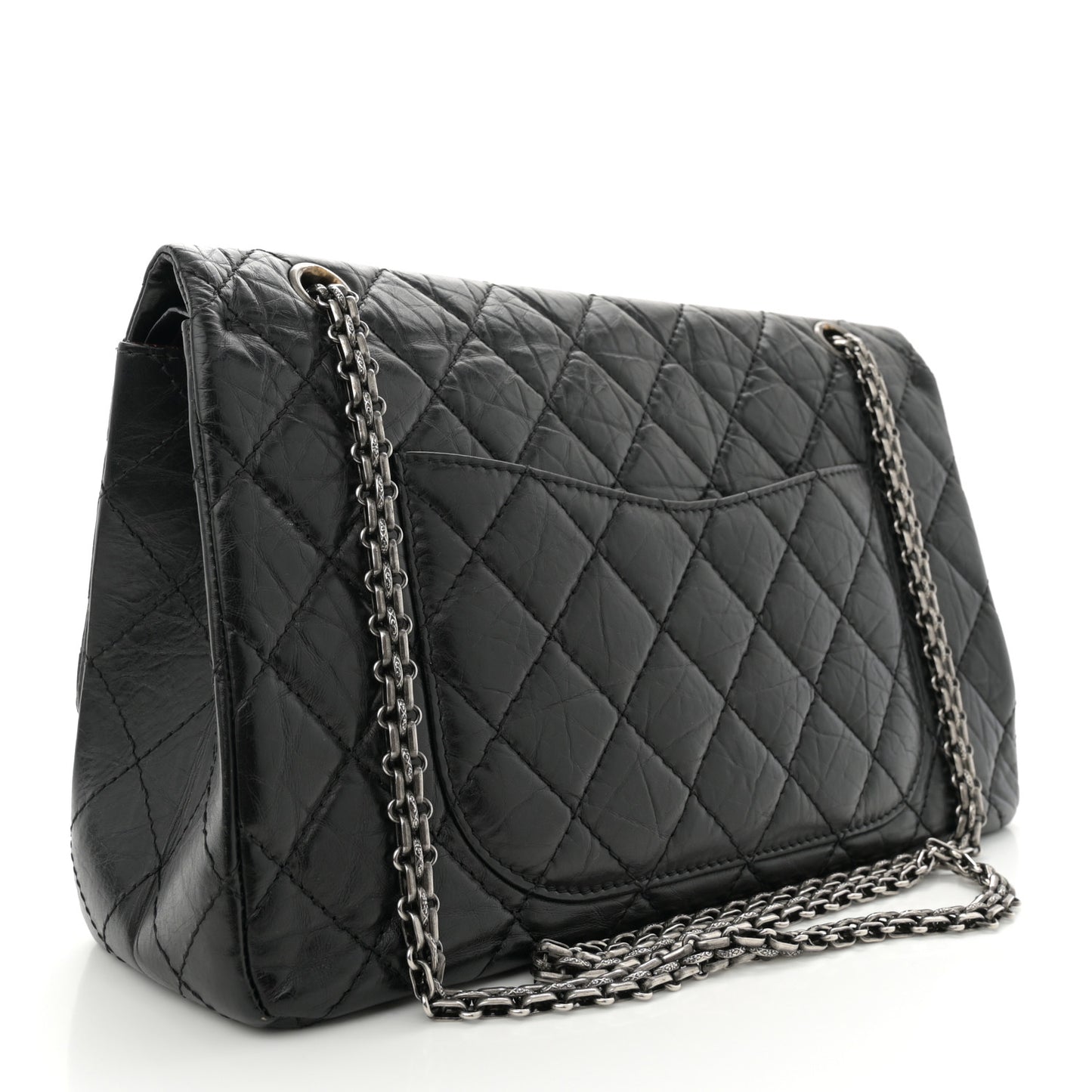 Aged Calfskin Quilted 2.55 Reissue 227 Flap Black