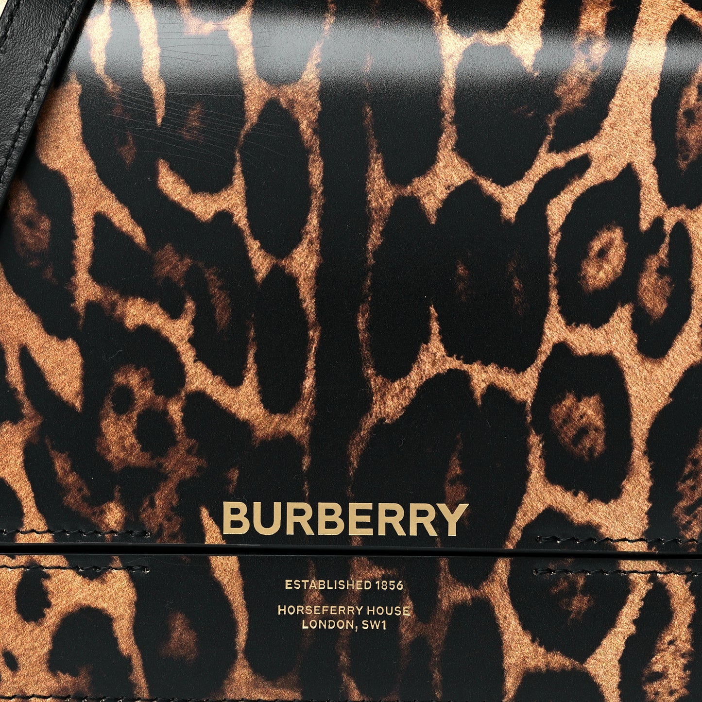 Calfskin Leopard Small Grace Bag Black