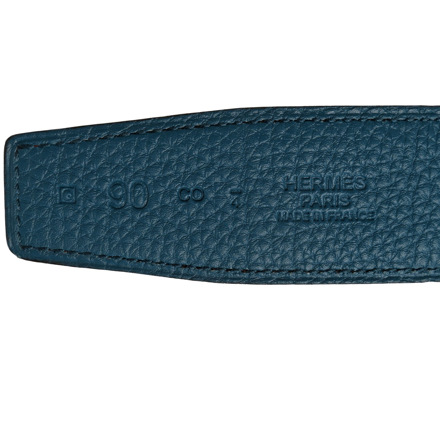 Hermes Box Togo 32mm Belt Strap 90 Chocolate Bleu Izmir 4 of 9