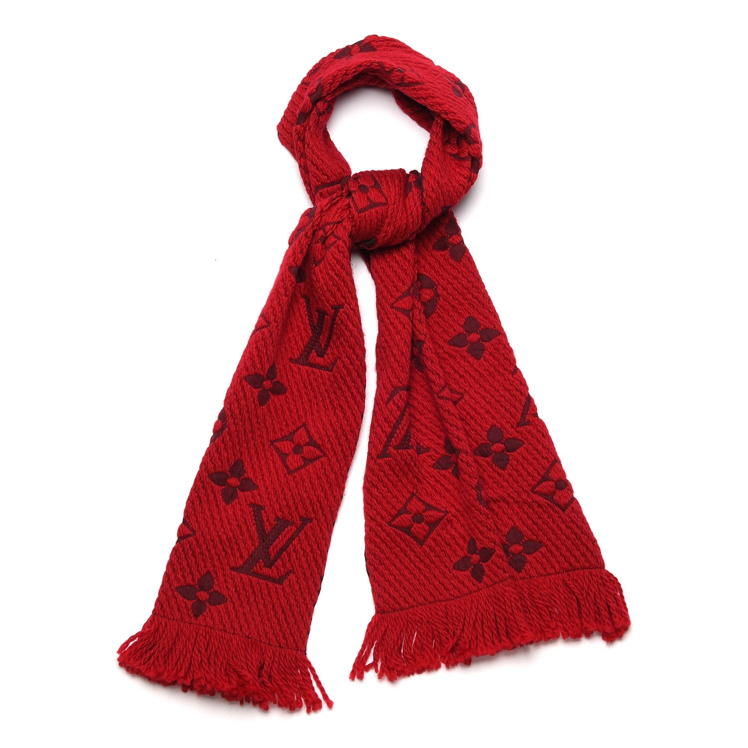 Louis Vuitton Wool Silk Logomania Scarf Rubis 1 of 4