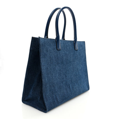 Versace Denim Calfskin La Medusa Tote Bag Blue 4 of 9