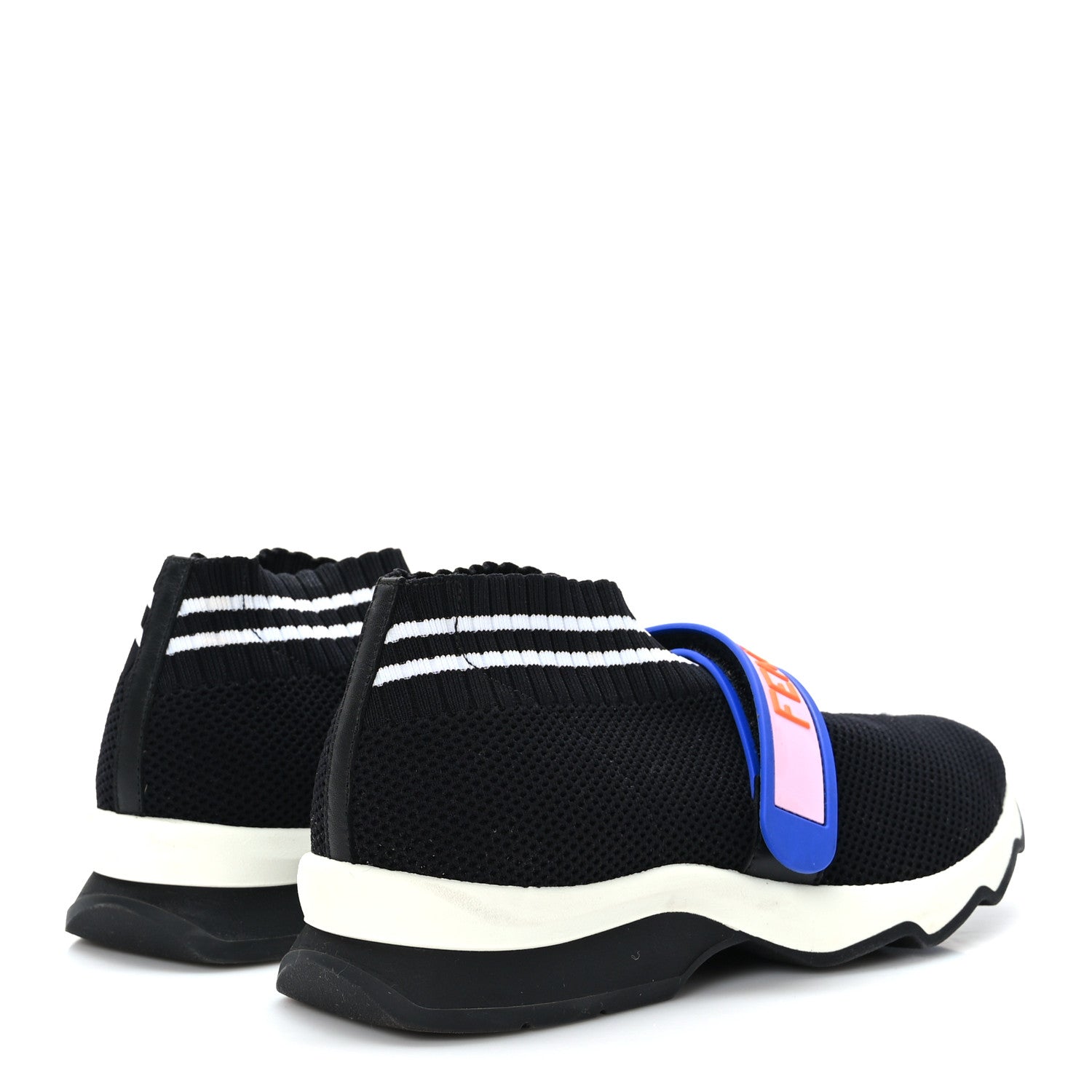 Fendi Stretch Yarn Stiff Band Rockoko Sneakers 36 Black Multicolor 4 of 7