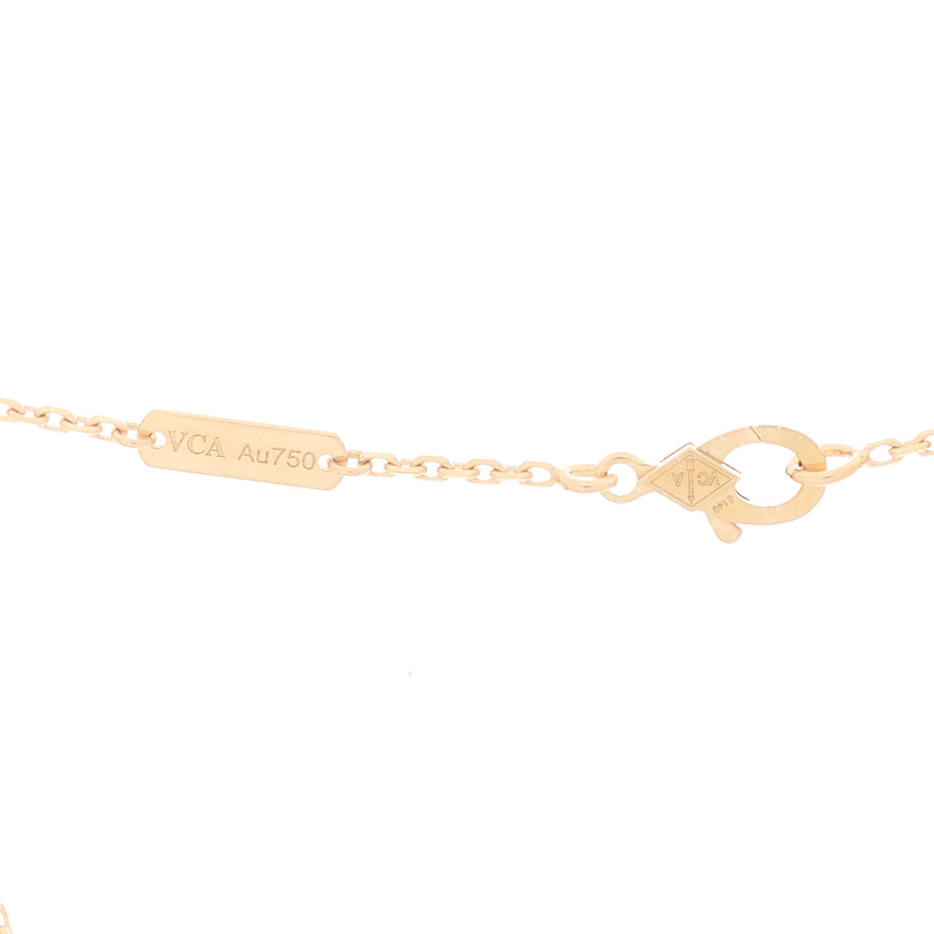 Van Cleef & Arpels 18K Rose Gold Diamond Rhodonite Vintage Alhambra Pendant Necklace 4 of 6