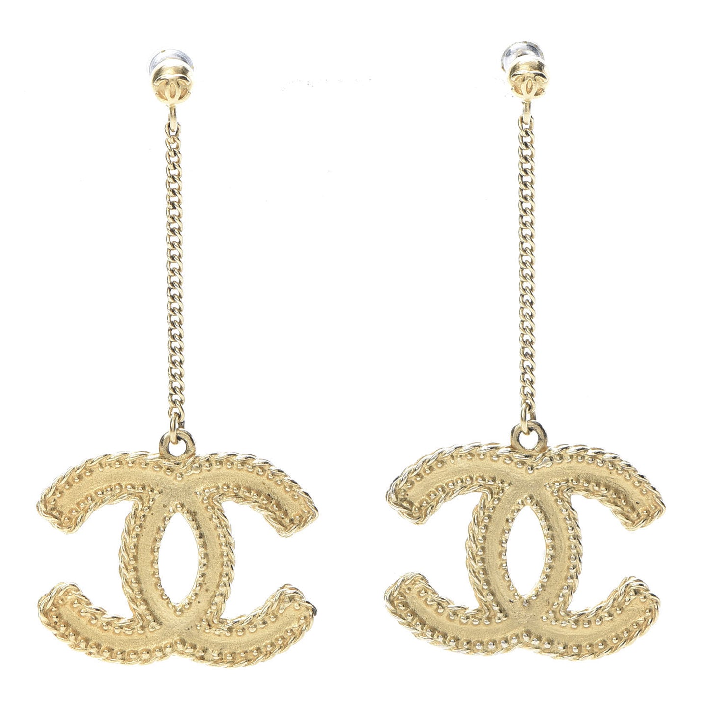 CC Drop Earrings Matte Gold