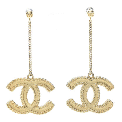 Chanel CC Drop Earrings Matte Gold 1 of 4