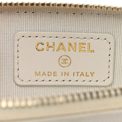 Chanel Caviar Quilted Crystal Zip Card Holder Wallet White 6 of 9