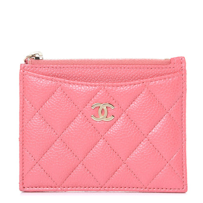 Chanel Caviar Quilted CC Zip Card Holder Pink 1 of 9