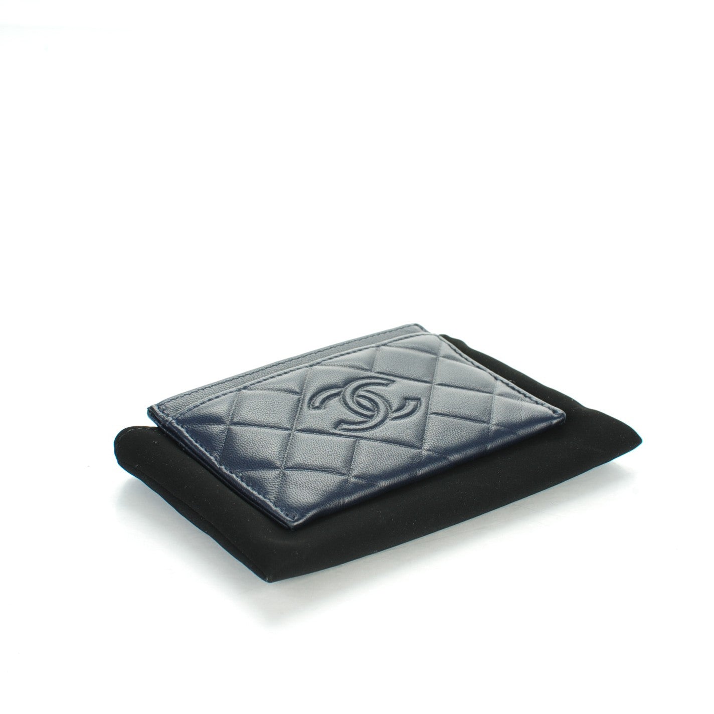 Lambskin Quilted Diamond CC Card Holder Navy