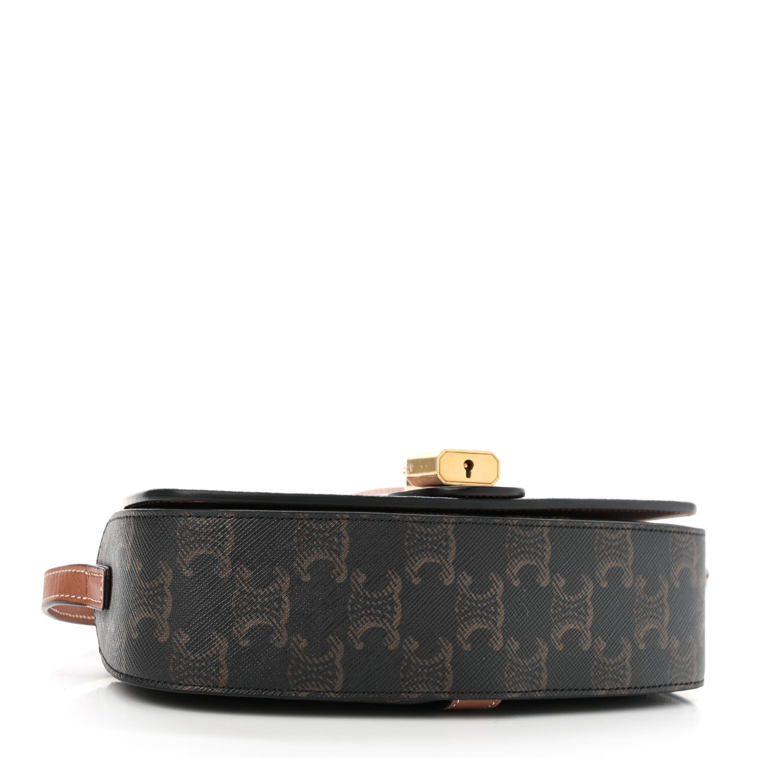 Celine Triomphe Canvas Calfskin Tabou Clutch on Strap Tan 1734807