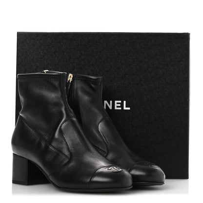 Chanel Stretch Lambskin Cap Toe CC Short Boots 36.5 Black 12 of 12
