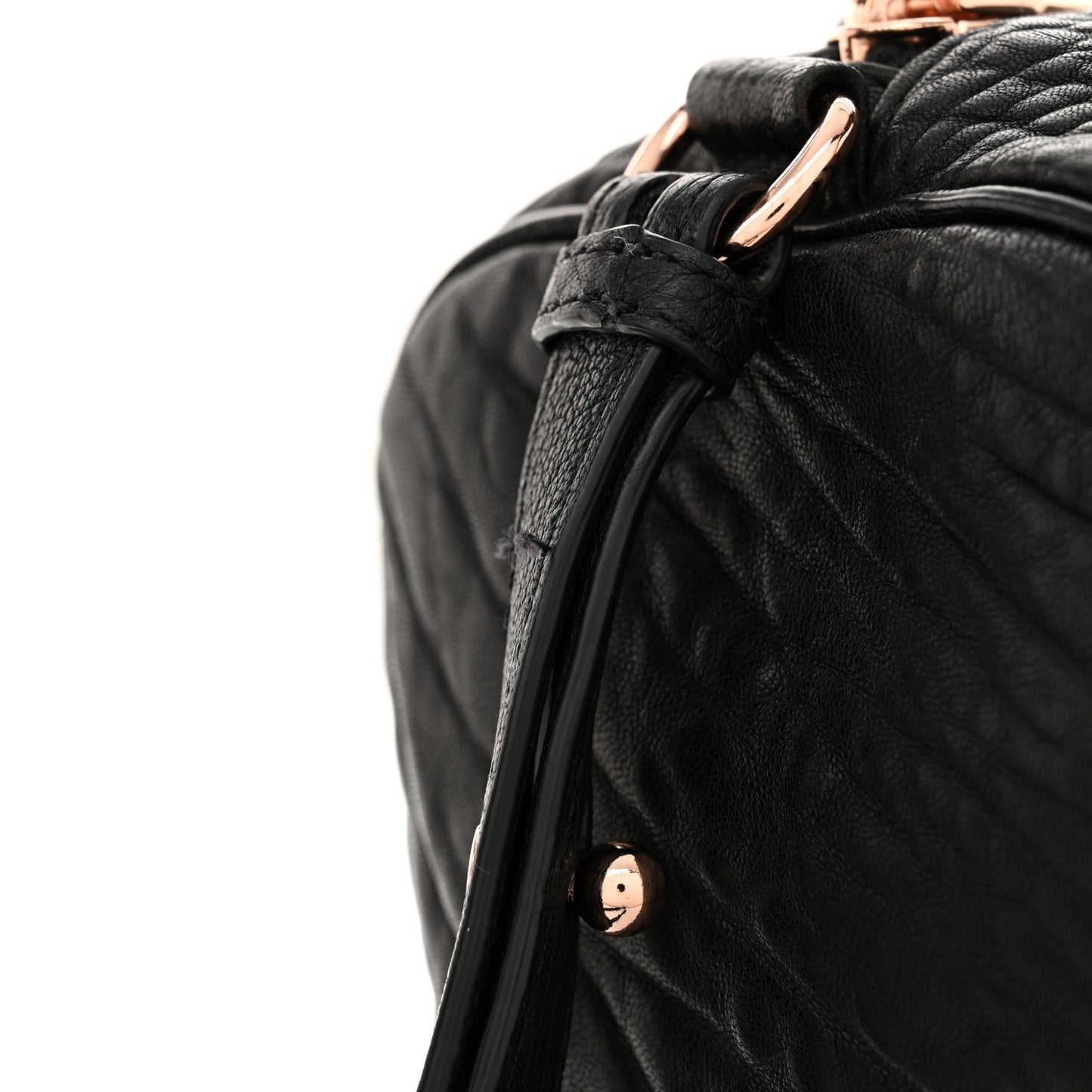 Pebbled Lambskin Rocco Black Rose Gold Hardware