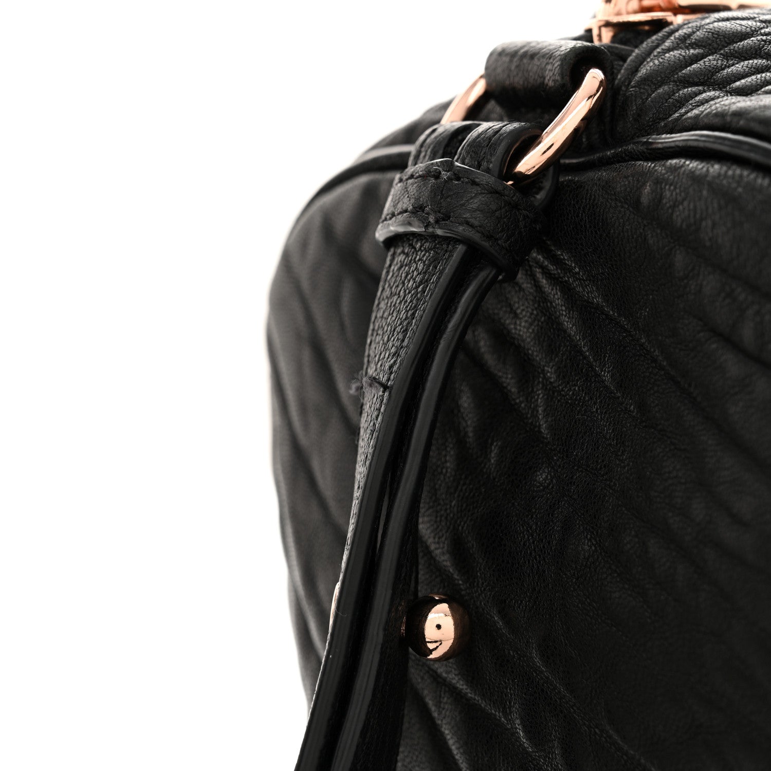 Alexander Wang Pebbled Lambskin Rocco Black Rose Gold Hardware 10 of 13