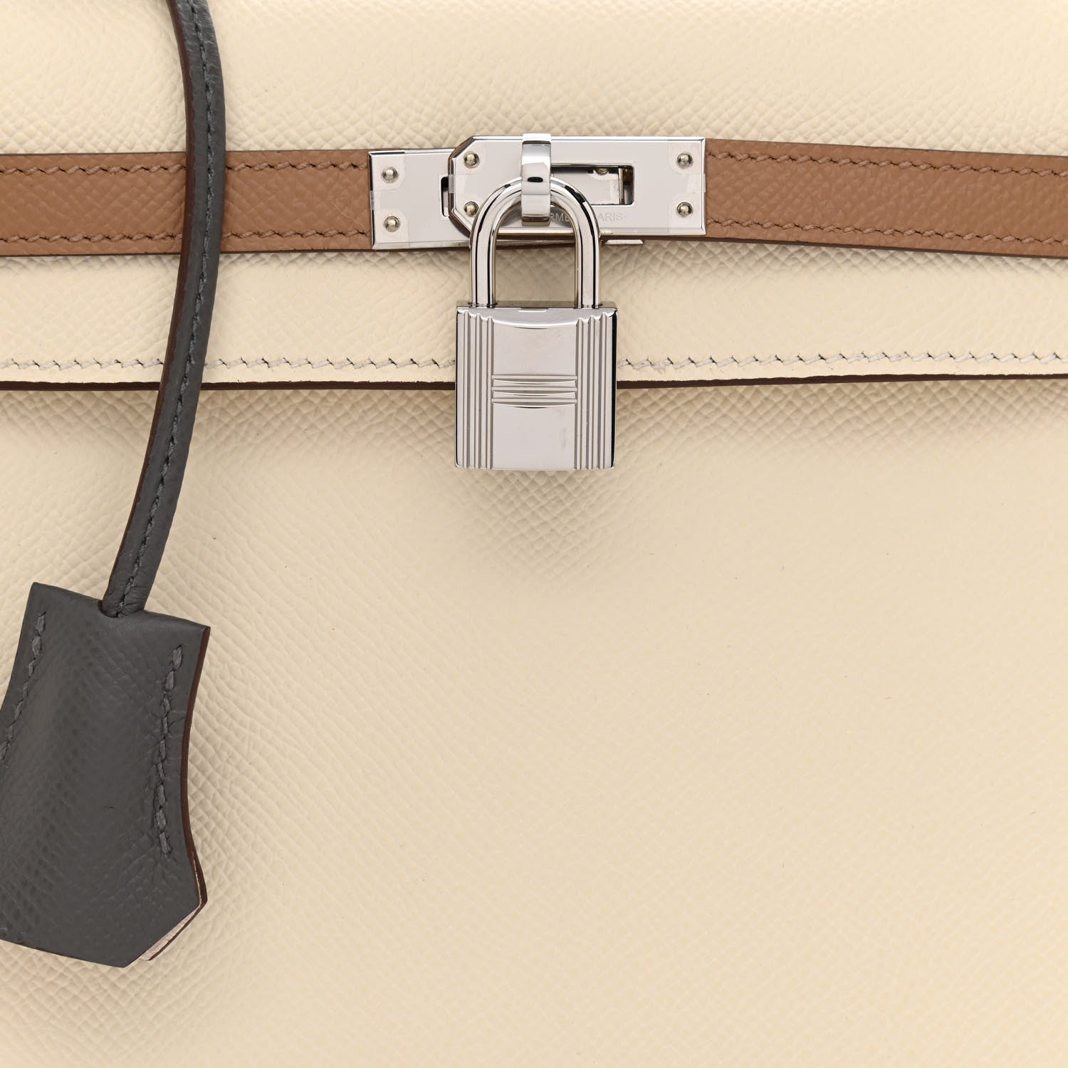 Hermes Epsom Tri-Color Kelly Sellier 25 Nata Chai Gris Meyer 8 of 12