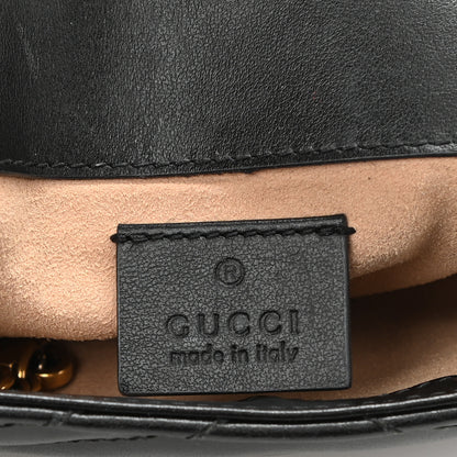 Gucci Calfskin Matelasse Super Mini GG Marmont Shoulder Bag Black 7 of 11