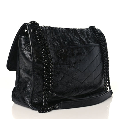 Saint Laurent Crinkled Calfskin Matelasse Monogram Medium Niki Chain Satchel Black 3 of 9