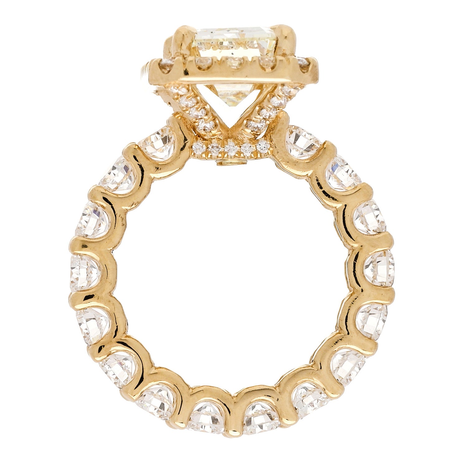 Parker & West by FASHIONPHILE 18K Yellow Gold Diamond 4.94ct Emerald Cut Halo Engagement Ring 51 5.75 5 of 9