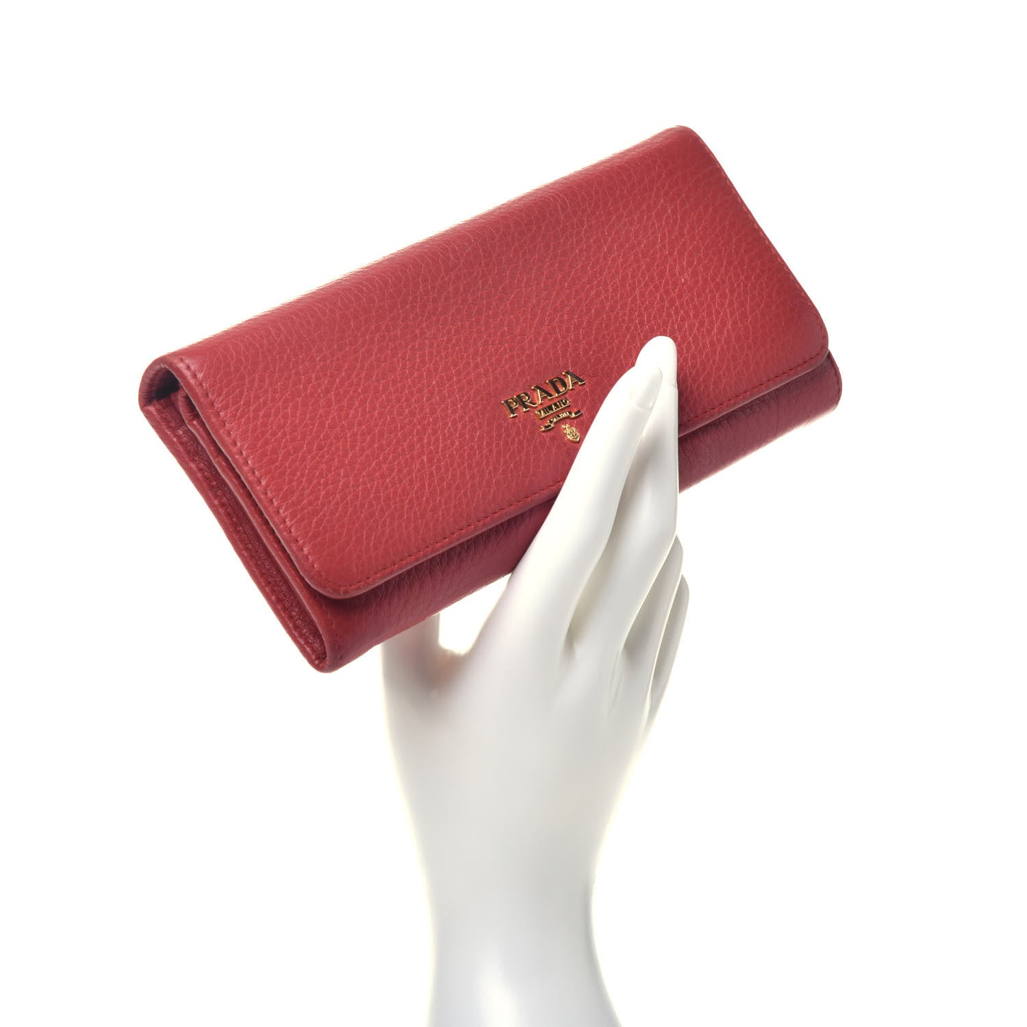 Prada Vitello Daino Continental Flap Wallet Rosso 2 of 7