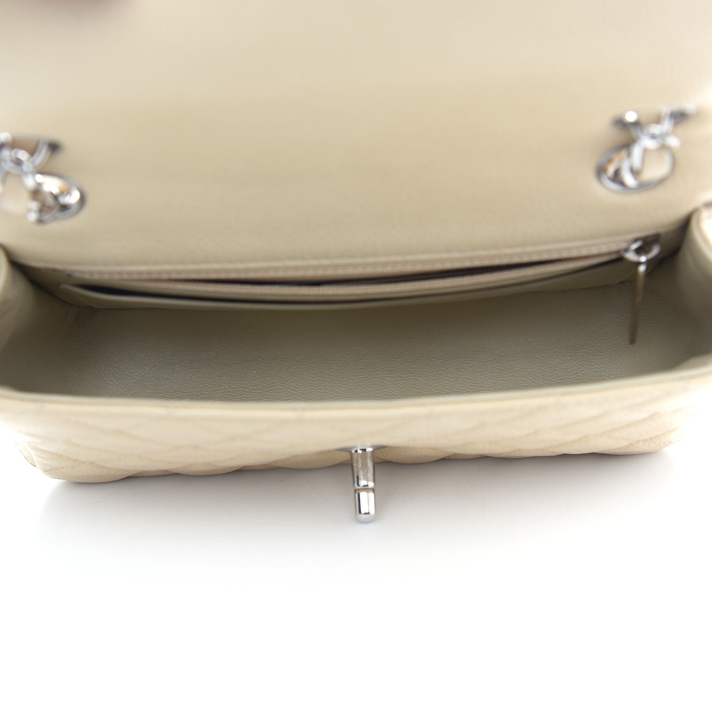 Caviar Quilted Mini Rectangular Flap Light Beige
