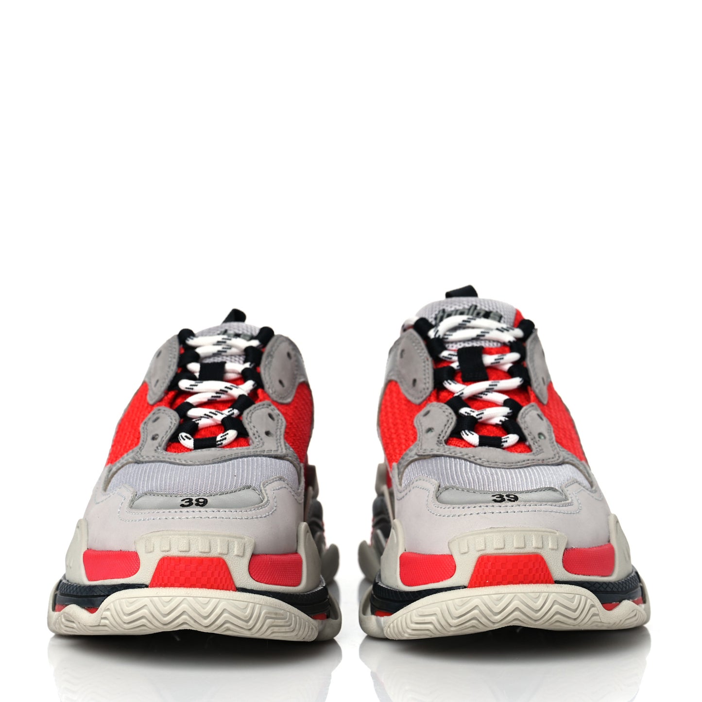 Fabric Mesh Womens Triple S Sneakers 39 Red Grey White