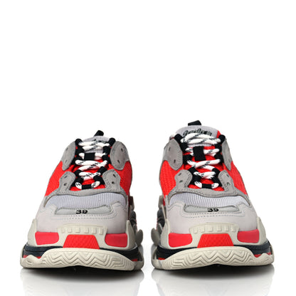 Balenciaga Fabric Mesh Womens Triple S Sneakers 39 Red Grey White 2 of 9