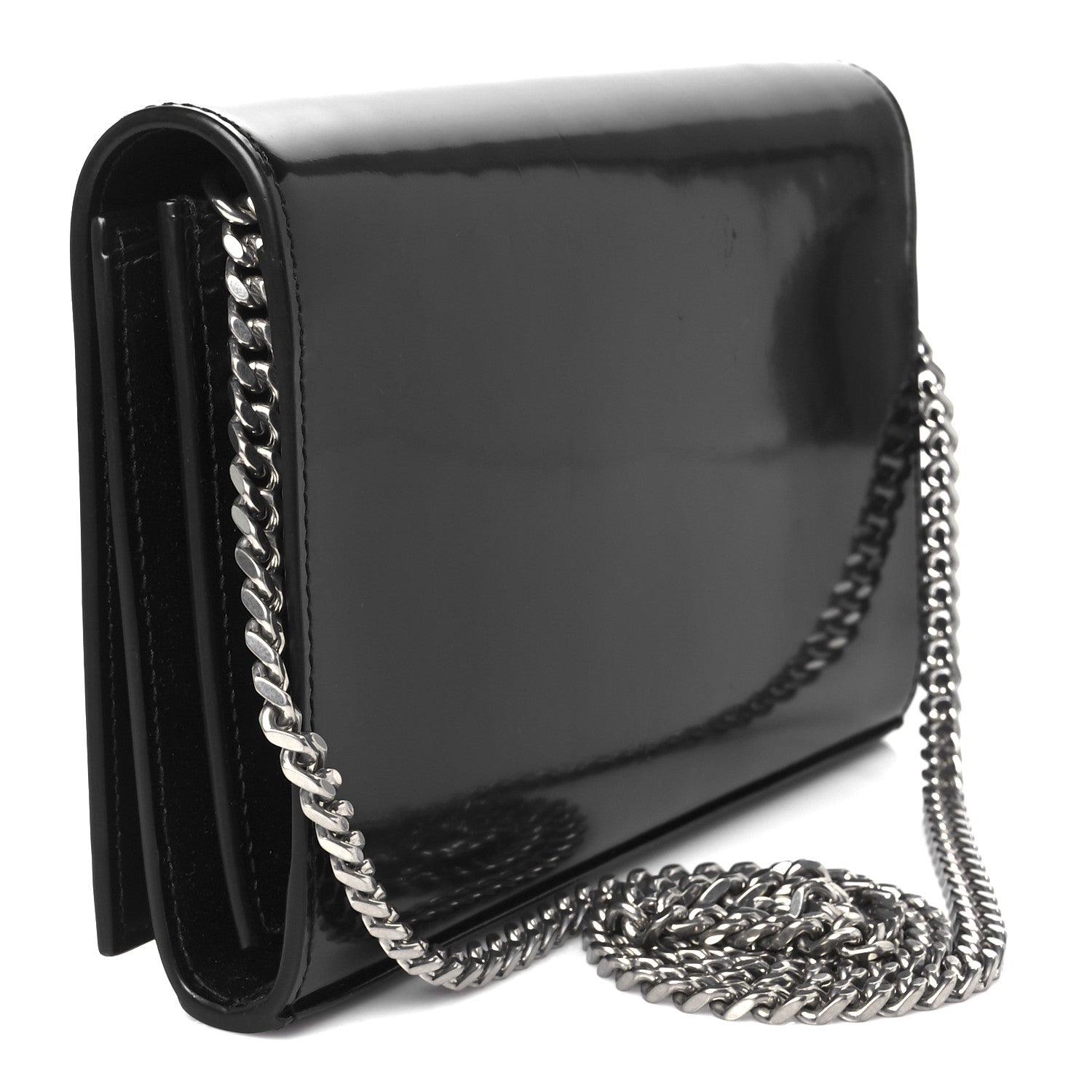 Saint Laurent Patent Calfskin Monogram Kate Wallet On Chain Black 3 of 9