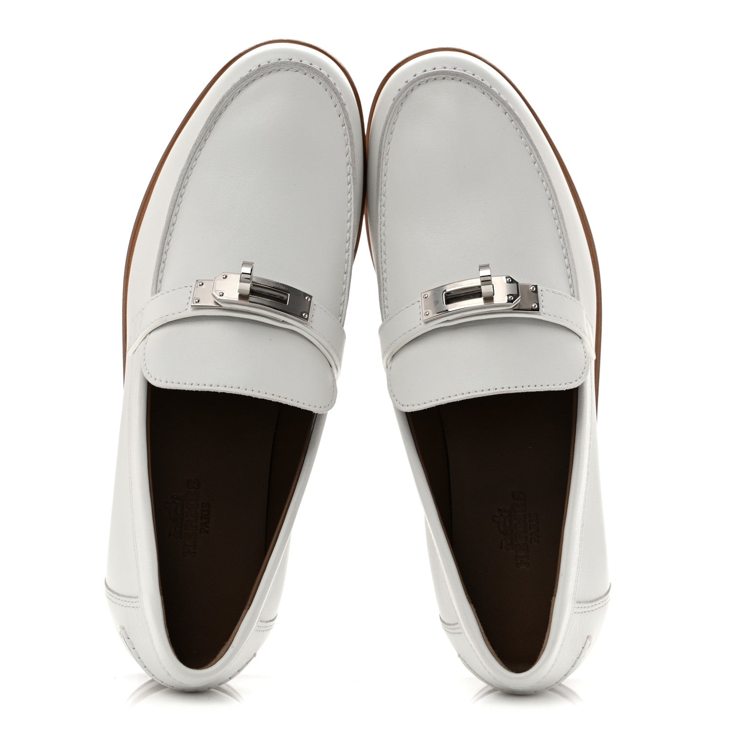 Hermes Calfskin Womens Destin Loafers 36 White 2 of 12