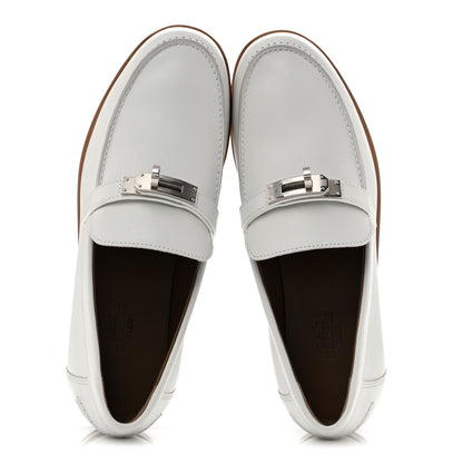 Hermes Calfskin Womens Destin Loafers 36 White 2 of 12