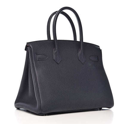 Hermes Togo Birkin Verso 30 Bleu Nuit Orange Poppy 3 of 34