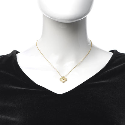 Van Cleef & Arpels 18K Yellow Gold Diamond Yellow Mother of Pearl Vintage Alhambra Pendant Necklace 2 of 7