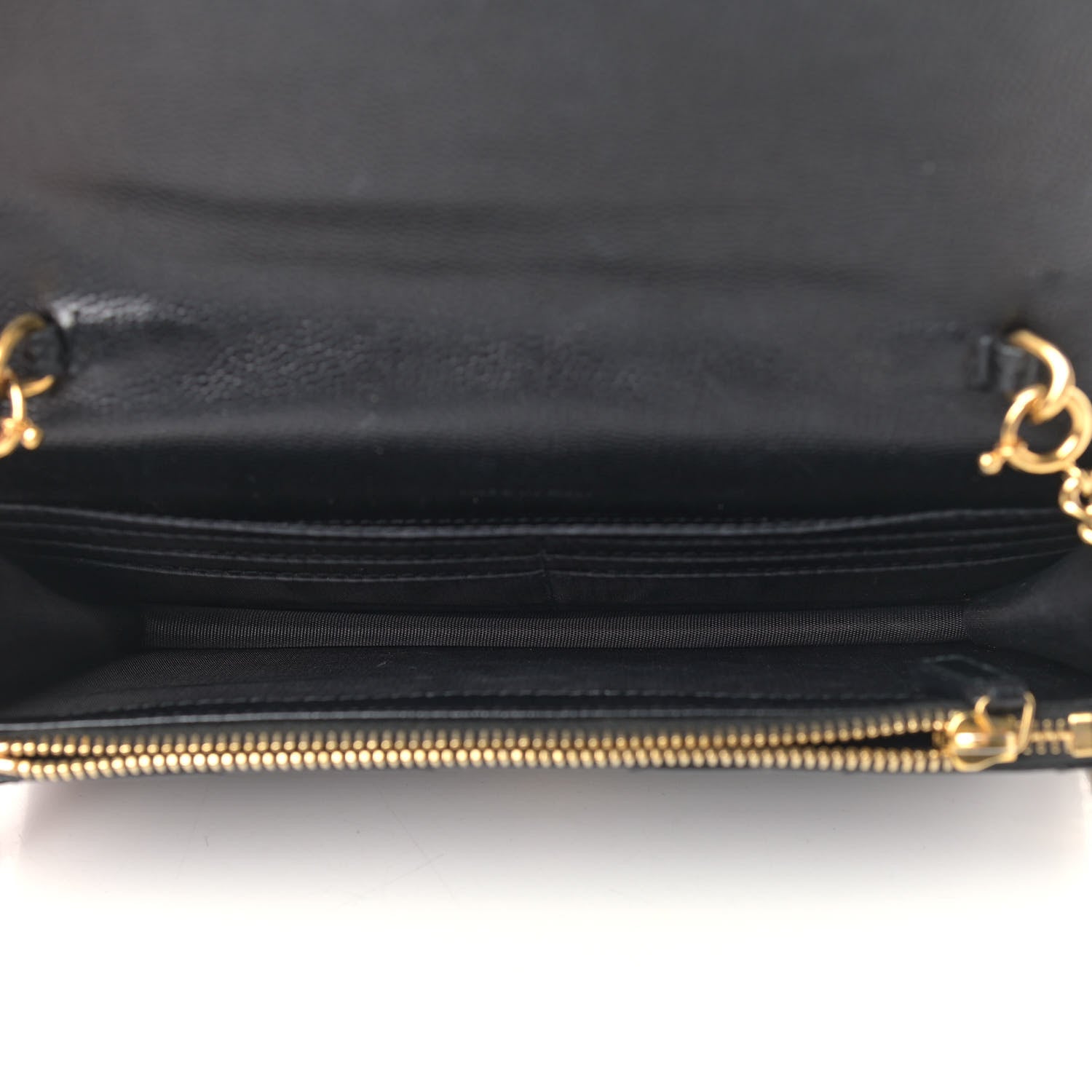 Saint Laurent Grain De Poudre Matelasse Chevron Monogram Envelope Chain Wallet Black 5 of 10