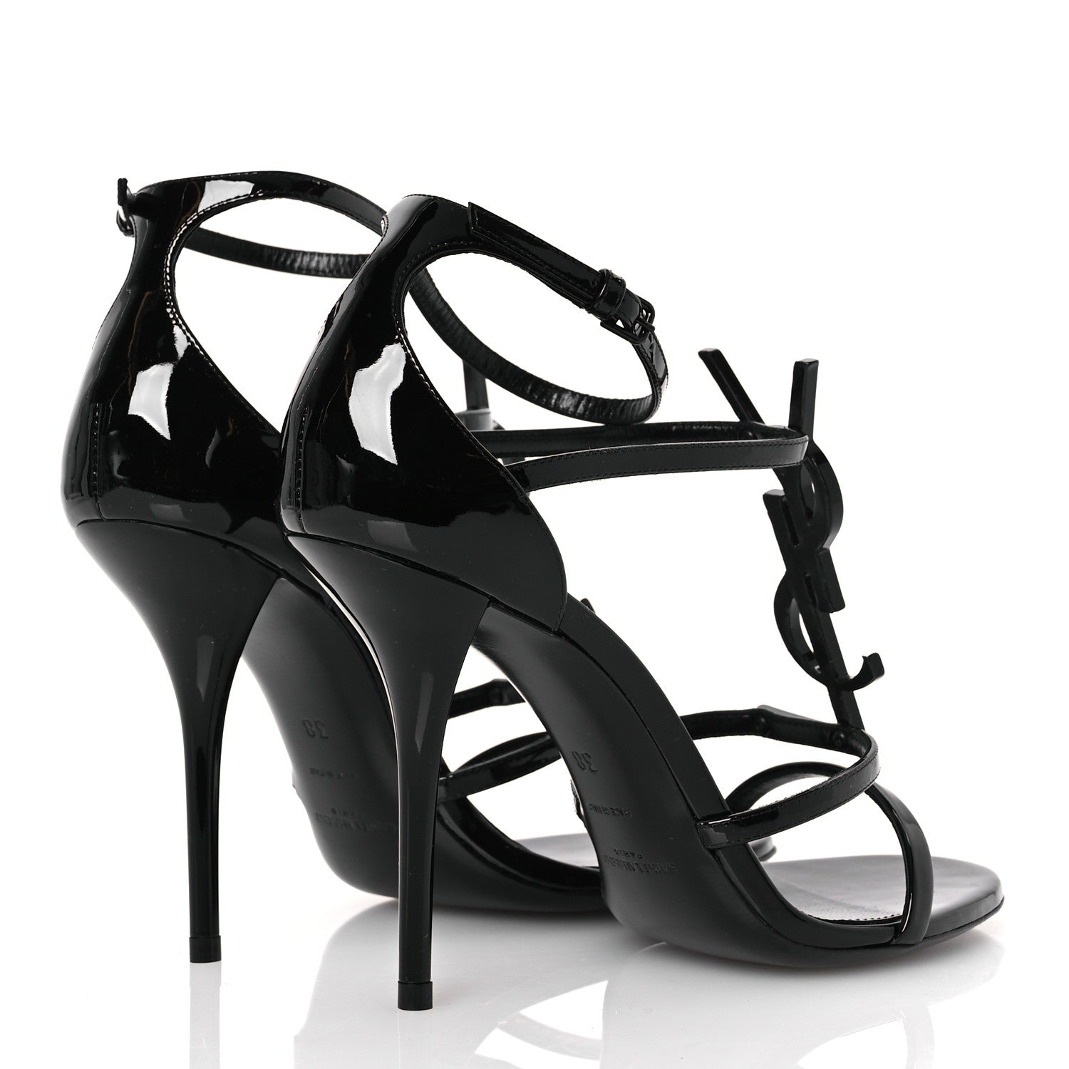 Saint Laurent Patent Cassandra 100 Sandals 38 Black 5 of 10