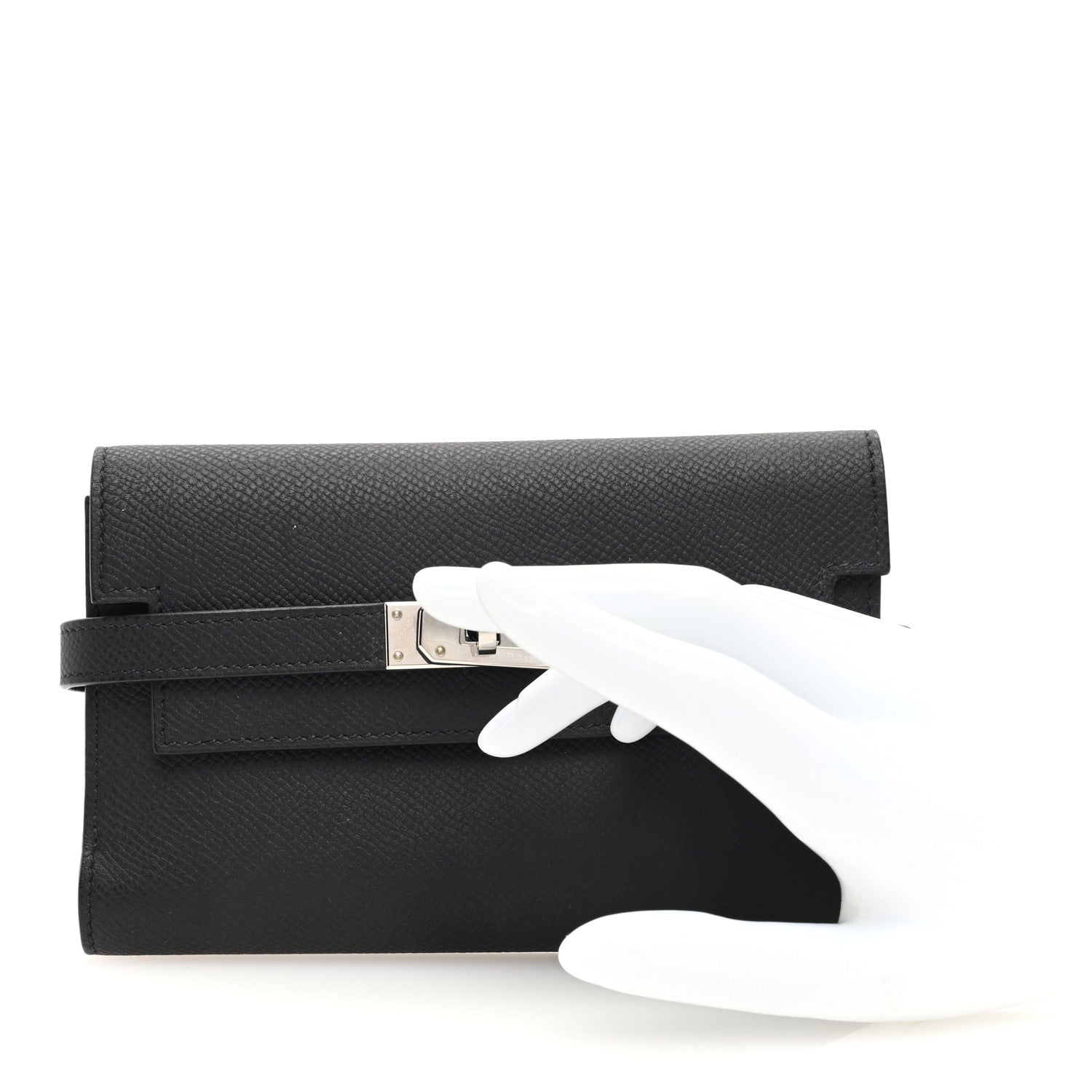 Hermes Epsom Medium Kelly Wallet Black 2 of 7