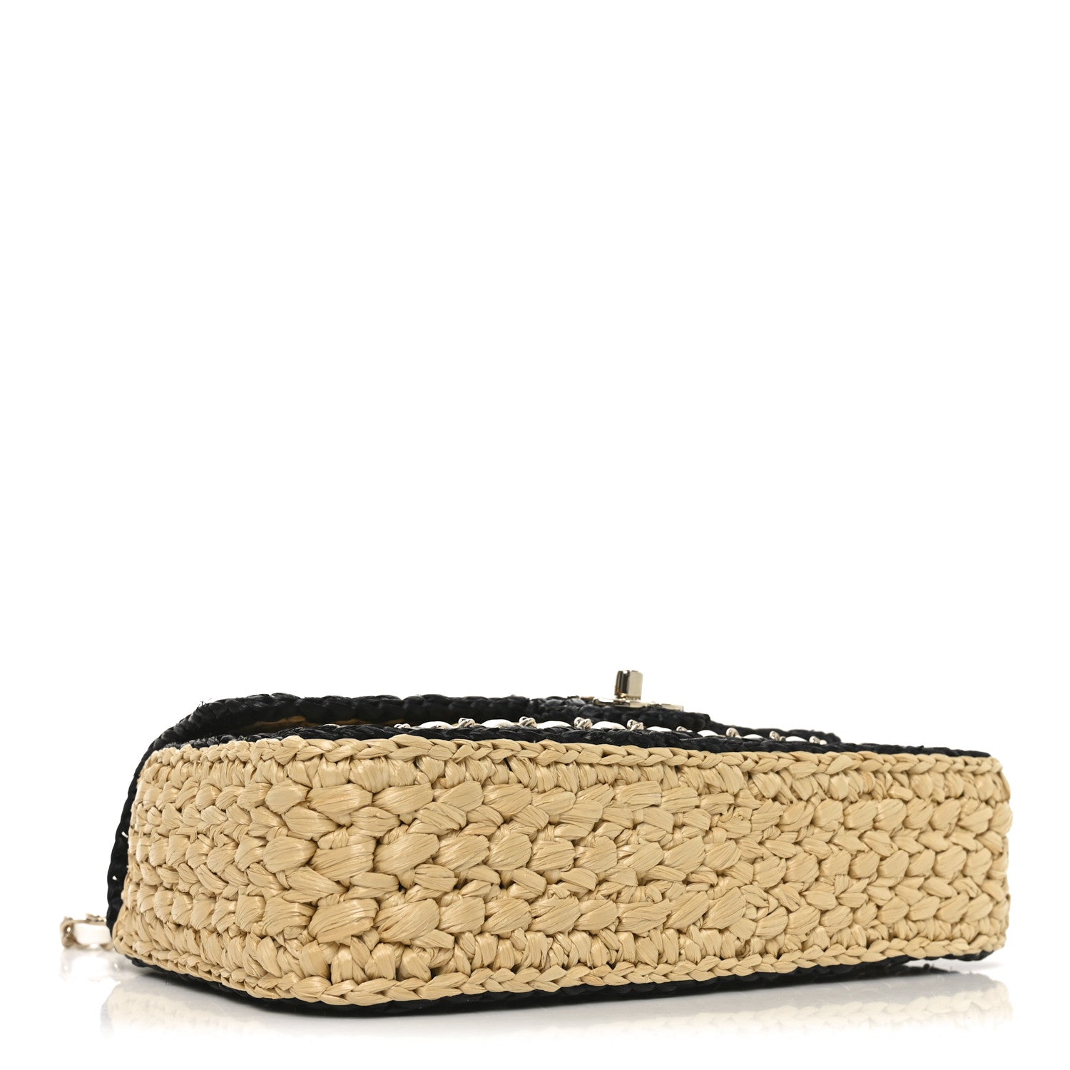 Chanel Raffia Chain Venice Beach Flap Bag Beige Black 4 of 12