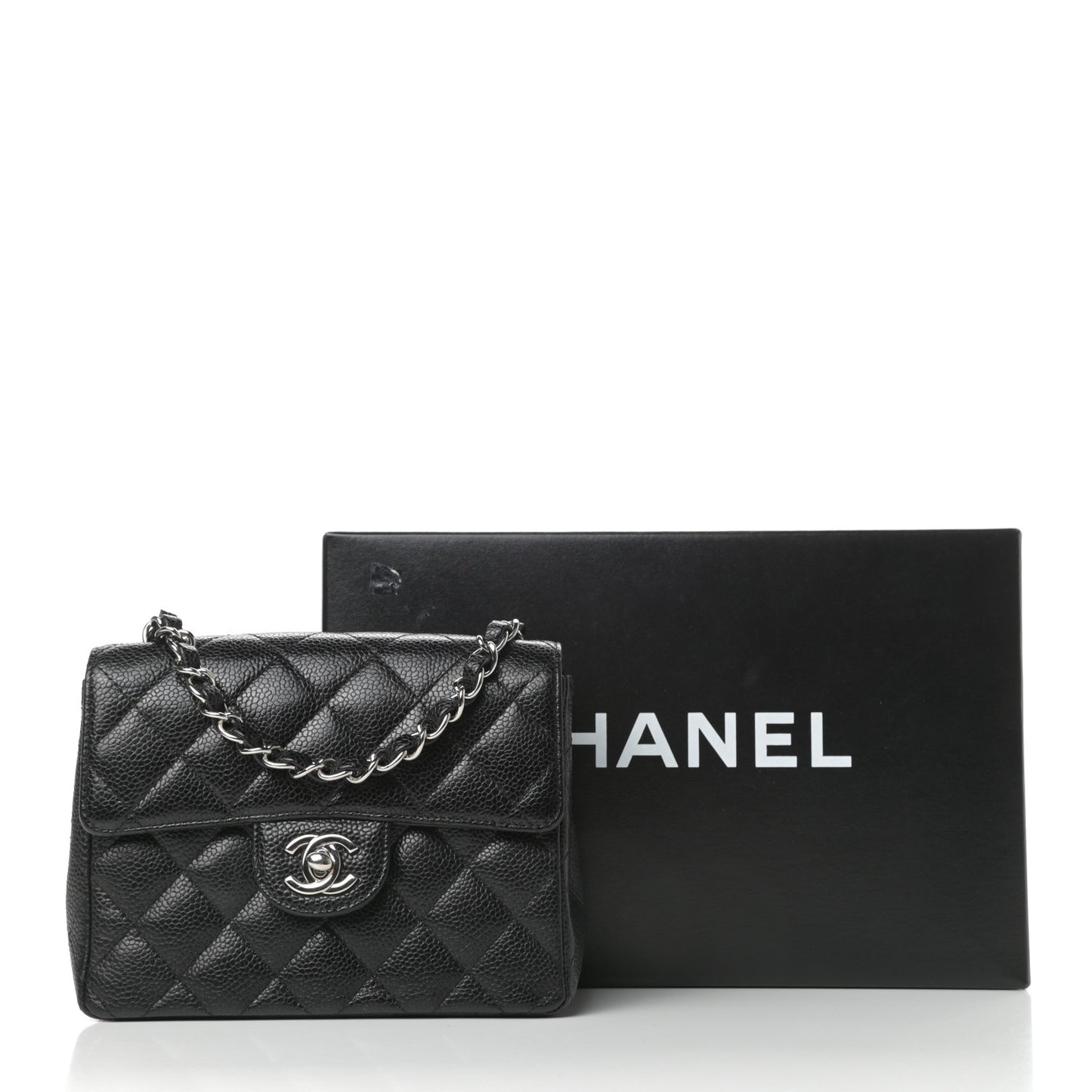 Caviar Quilted Mini Square Flap Black