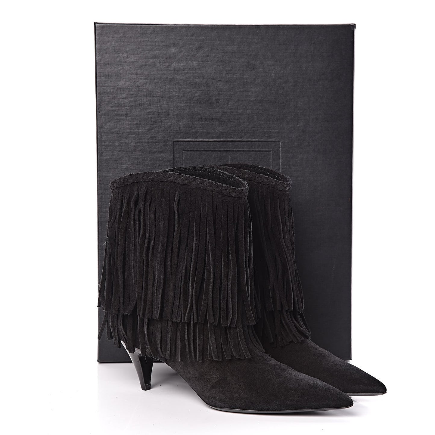 Suede Fringe Charlotte Ankle Boots 39 Black