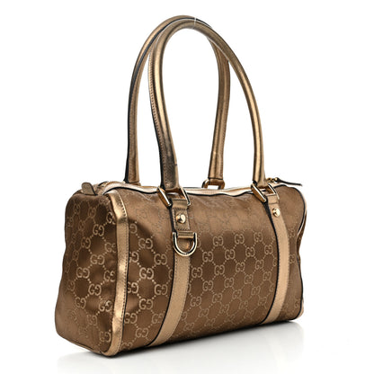 Gucci Satin Monogram Small Abbey Boston Metallic Bronze 3 of 17