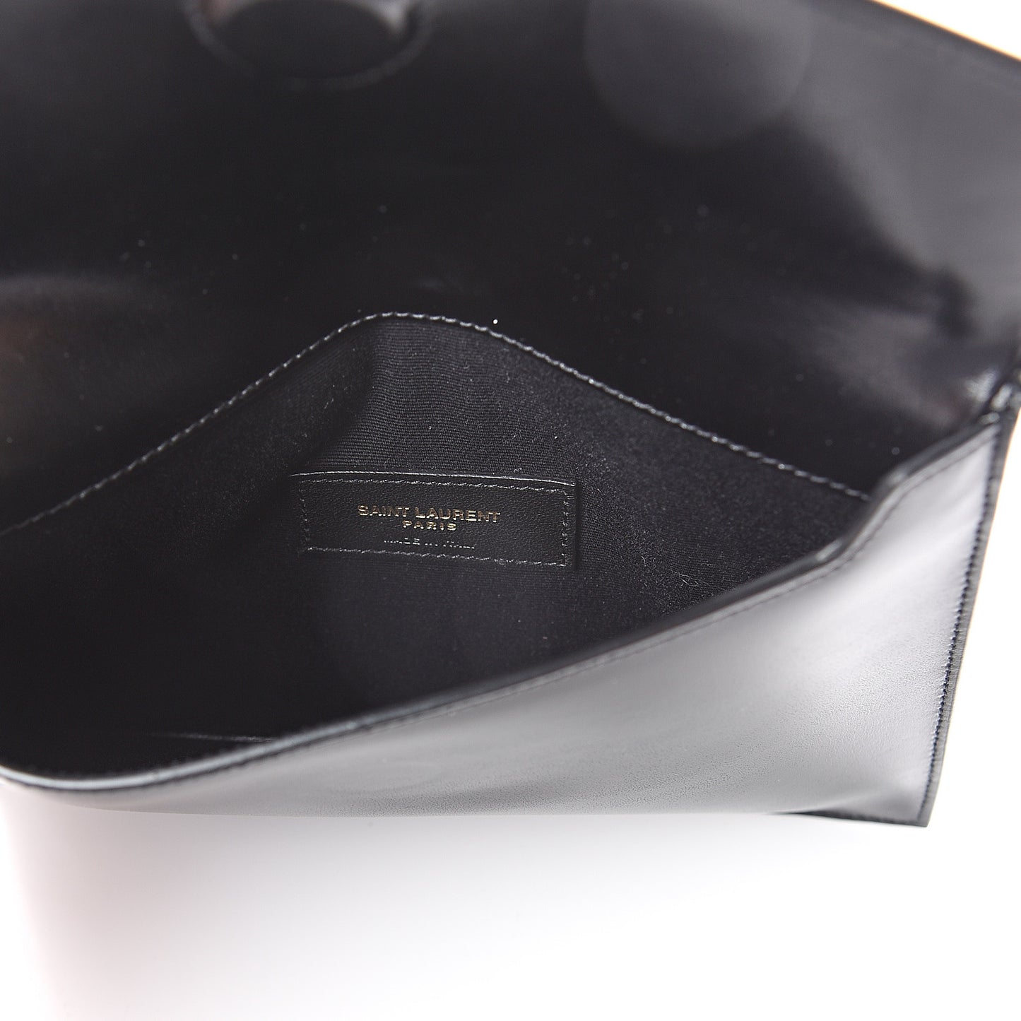 Smooth Shiny Calfskin Monogram Uptown Baby Pouch Black