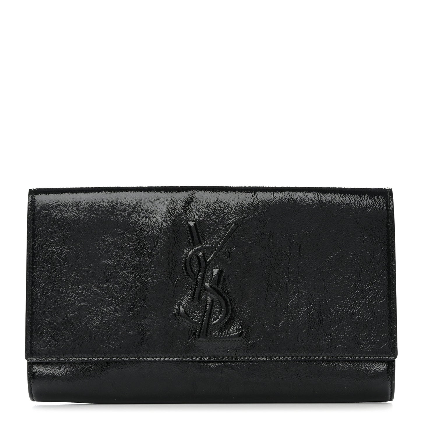 Textured Patent Monogram Large Belle De Jour Clutch Black