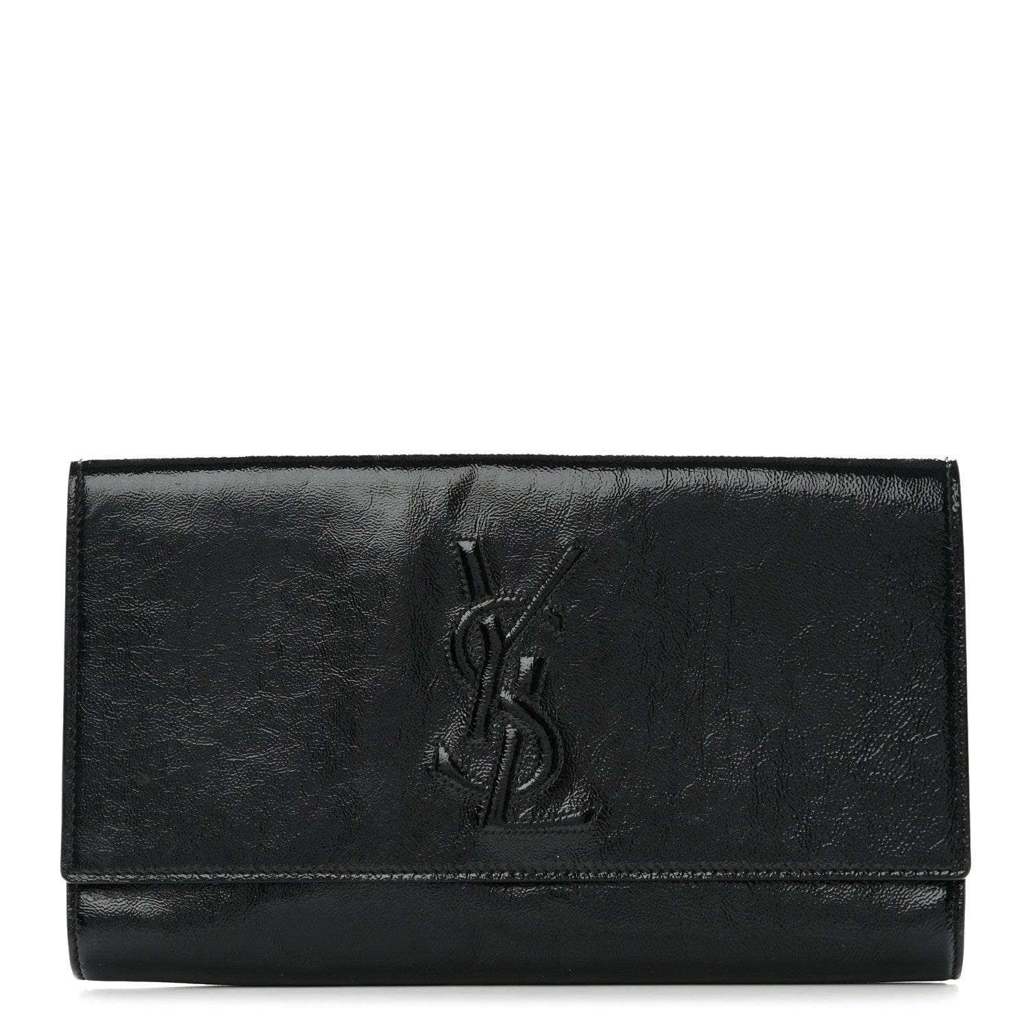 Saint Laurent Textured Patent Monogram Large Belle De Jour Clutch Black 1 of 9