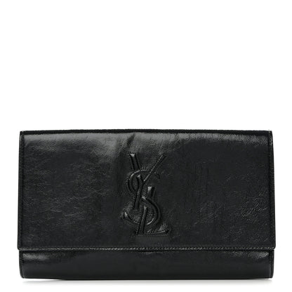 Saint Laurent Textured Patent Monogram Large Belle De Jour Clutch Black 1 of 9