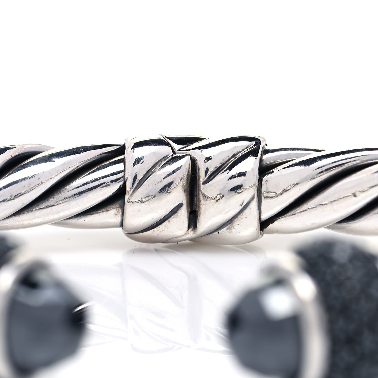 Sterling Silver Hematine Cable Berries Bracelet