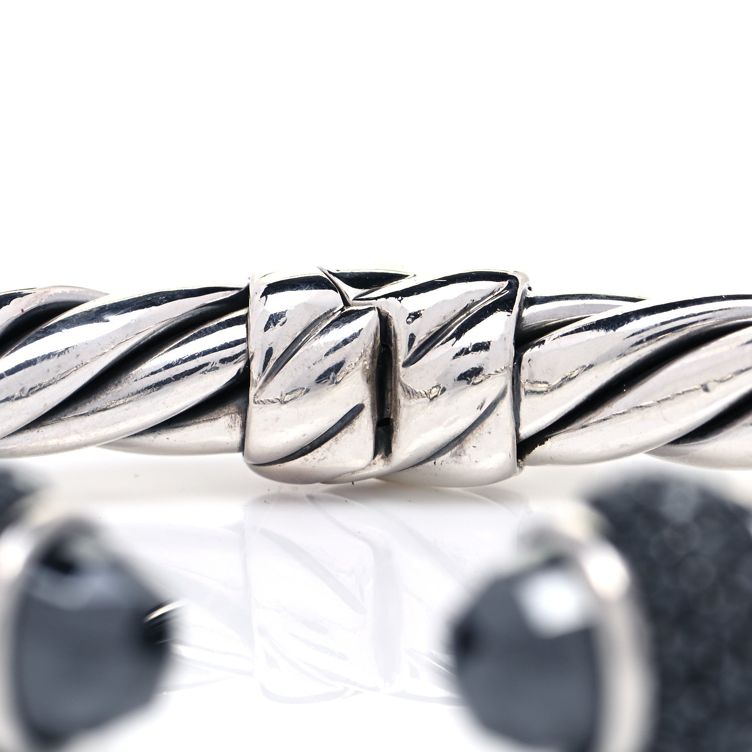 David Yurman Sterling Silver Hematine Cable Berries Bracelet 5 of 7